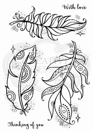 Woodware Clear Magic Stamp Set - Boho Feathers