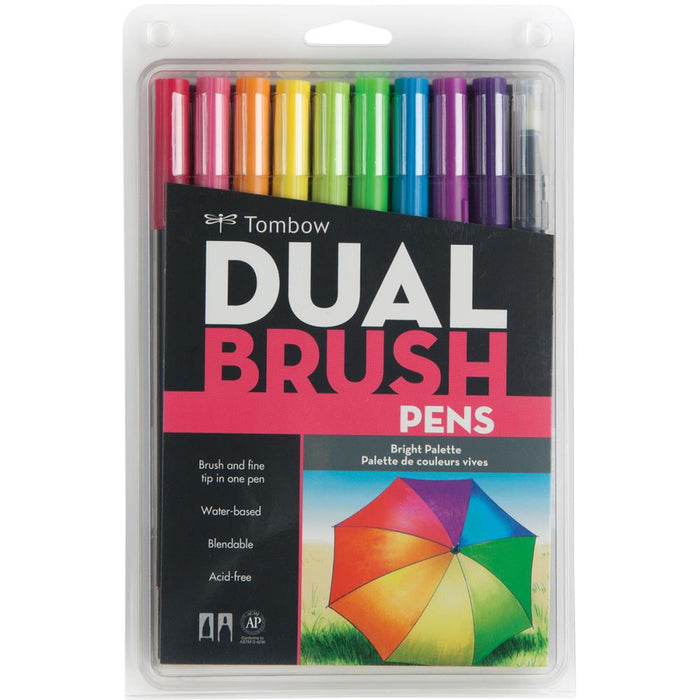 Tombow Dual Brush Pens 10 Pack - Bright Palette