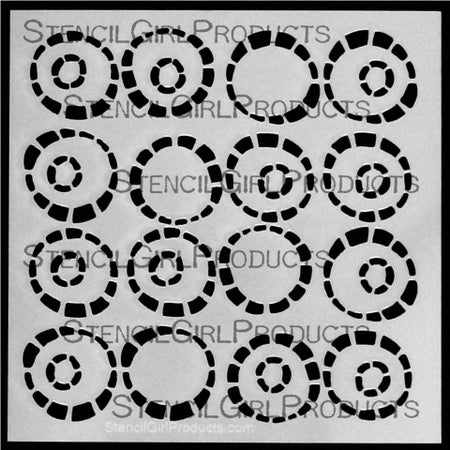 StencilGirl 6x6 Stencil - Broken Circles