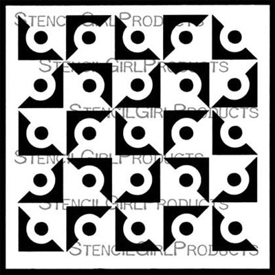 StencilGirl 6x6 Stencil - Busy Triangles and Rings