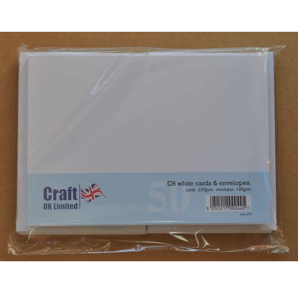 Craft UK Card Blanks & Envelopes - C6 White (50)