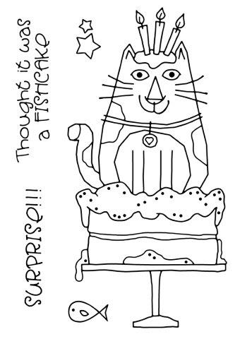 Woodware Clear Magic Singles Stamps - Cat Birthday Cake