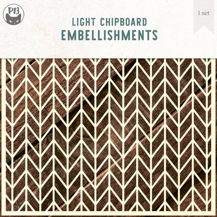 P13 Light Chipboard Embellishments - Medium Chevron