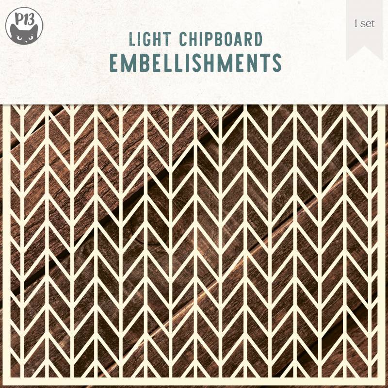 P13 Light Chipboard Embellishments - Medium Chevron