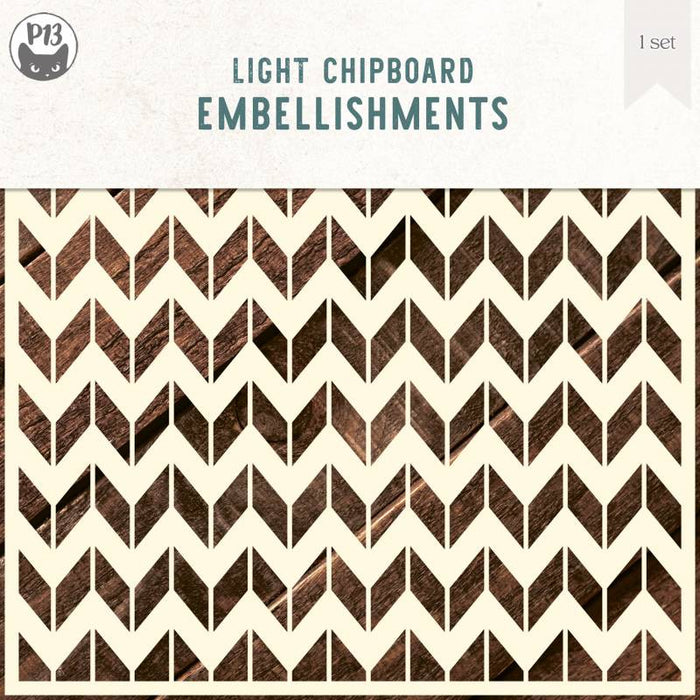 P13 Light Chipboard Embellishments - Large Chevron
