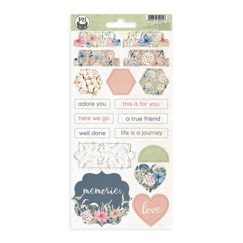 P13 Lady's Diary - Chipboard Sticker Sheet #3