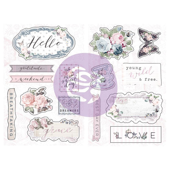 Prima Poetic Rose - Chipboard Stickers 