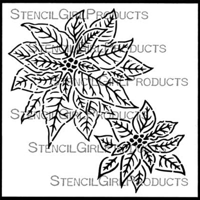 StencilGirl 6x6 Stencil - Christmas Poinsettias