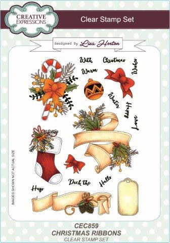 Creative Expressions Clear Stamp Set - Christmas Ribbons by Lisa Horton