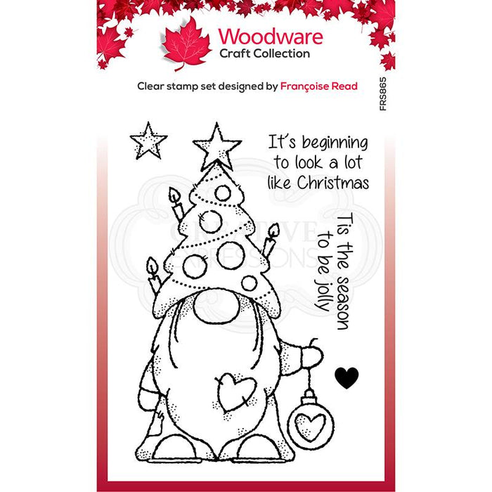 Woodware Clear Magic Singles Stamp - Christmas Tree Gnome