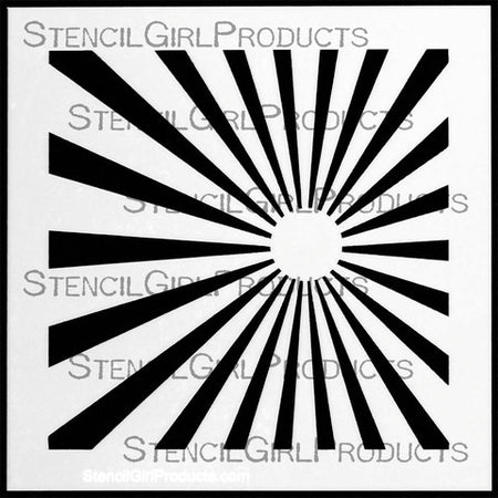 StencilGirl 6x6 Stencil - Circle Rays