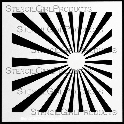 StencilGirl 6x6 Stencil - Circle Rays