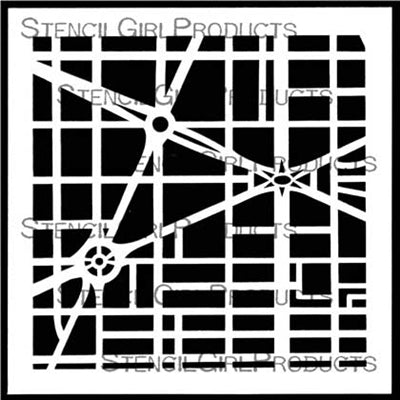 StencilGirl 6x6 Stencil - City Map