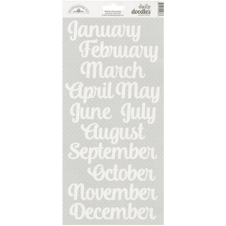 Doodlebug Design Daily Doodles - Lily White Months Cardstock Stickers