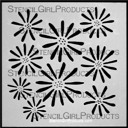 StencilGirl 6x6 Stencil - Daisies