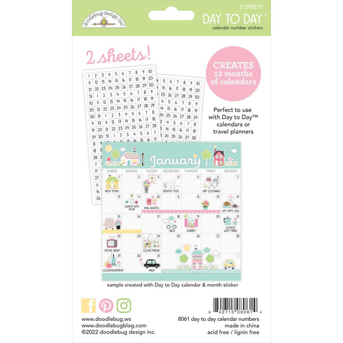 Doodlebug Design Day To Day - Calendar Number Stickers