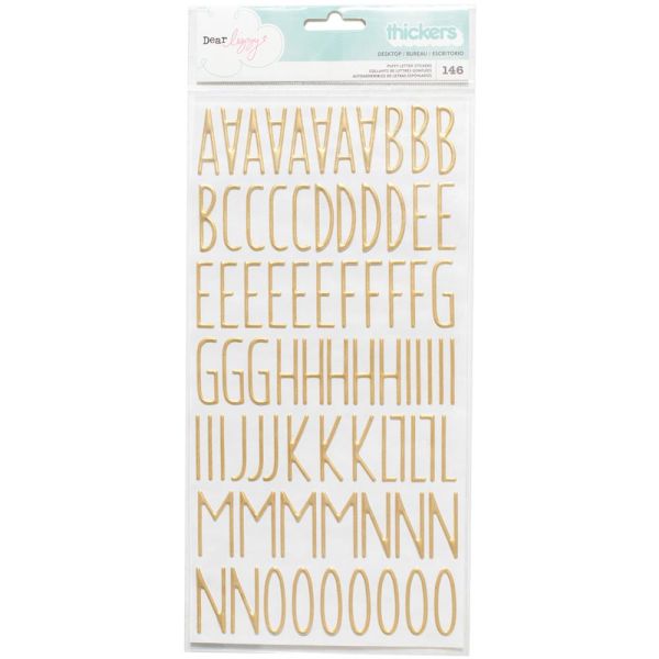 American Crafts Dear Lizzy Documentary Puffy Thickers - Desktop Gold