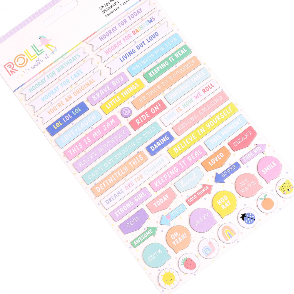 Rosie's Studio Roll With It - Chipboard Sentiments