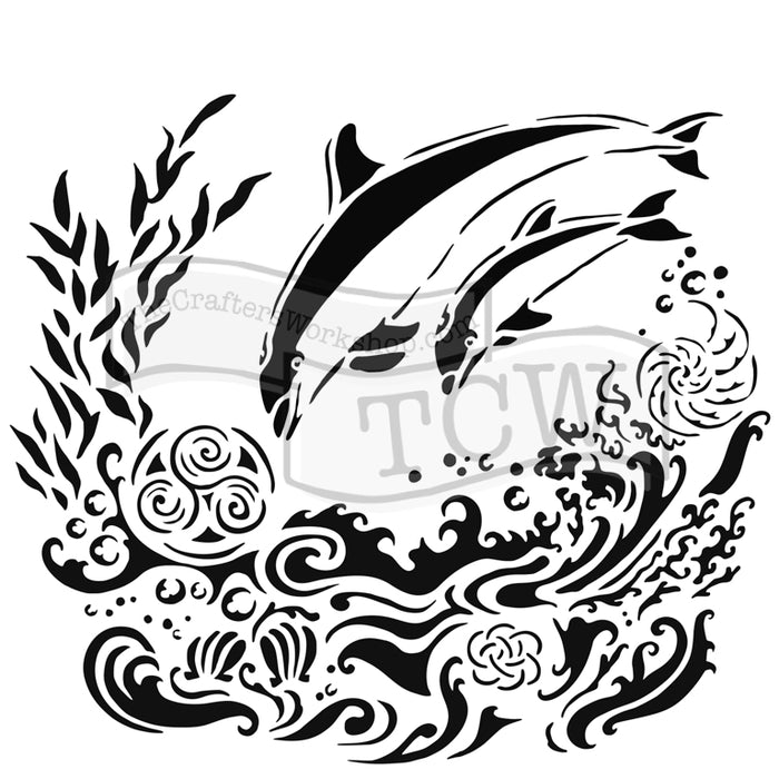 Crafter's Workshop 6x6 Template - Dolphins