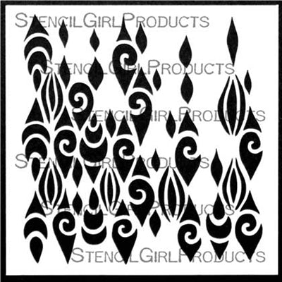 StencilGirl 6x6 Stencil - Drops & Swirls Repeat