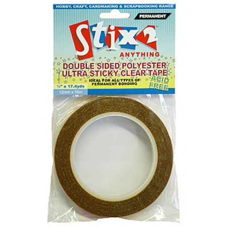 Stix2 Double Sided Ultra Sticky Clear Tape 12mm x 16m