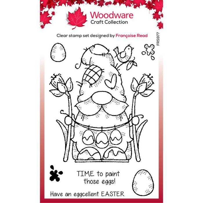 Woodware Clear Magic Stamp - Egg Painting Gnome
