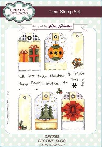 Creative Expressions Clear Stamp Set - Festive Tags by Lisa Horton
