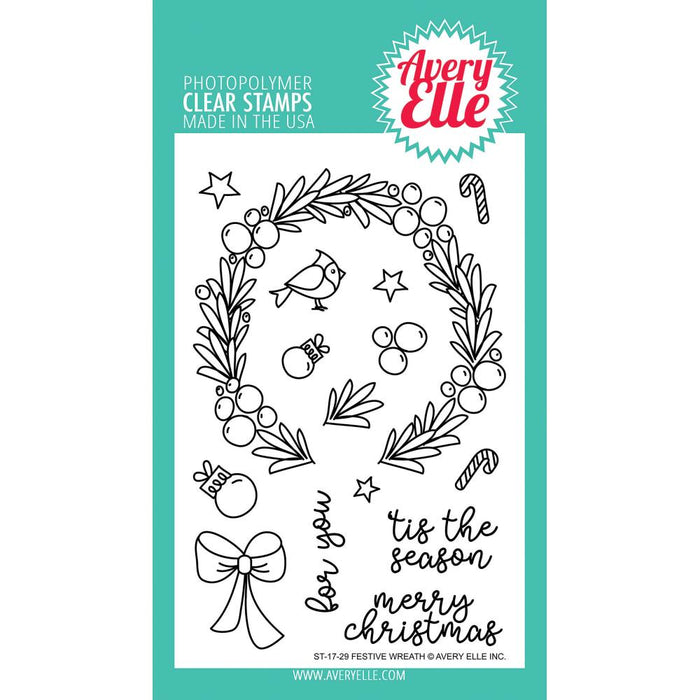 Avery Elle Clear Stamps - Festive Wreath