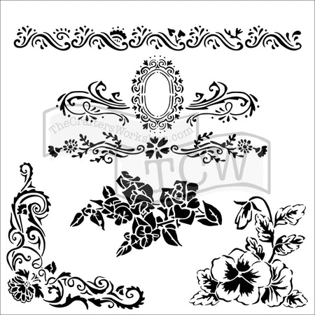 Crafter's Workshop 6x6 Template - Floral Flourish