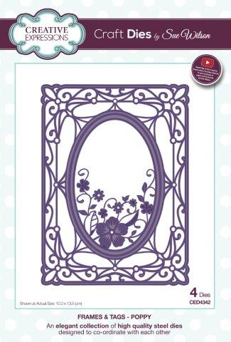 Creative Expressions Craft Die by Sue Wilson - Frames & Tags Poppy