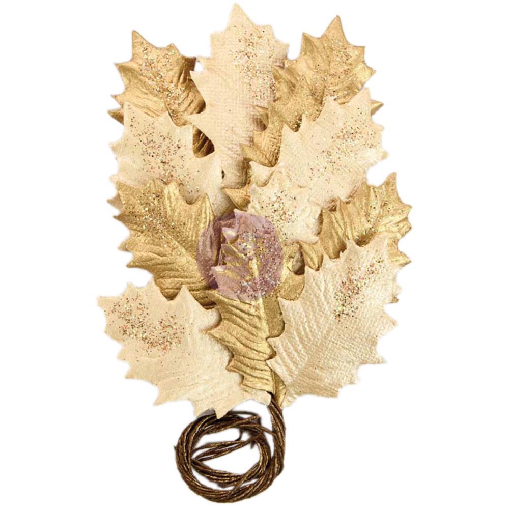 Prima Glittered Leaf Stems - Gilden Night