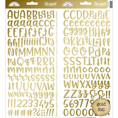 Doodlebug Abigail Alphabet Stickers - Gold Foil 