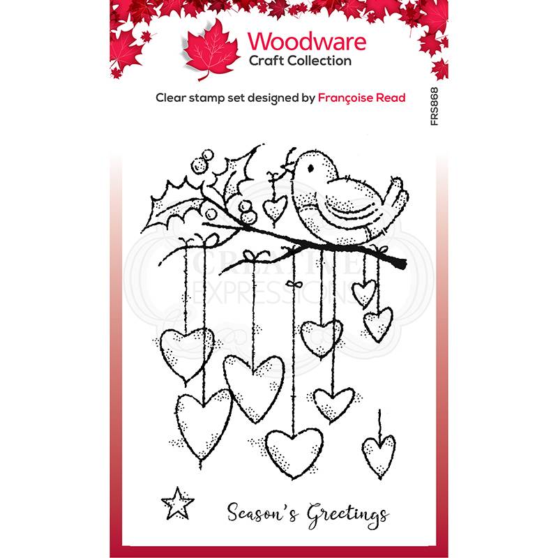 Woodware Clear Magic Singles Stamp - Hanging Hearts