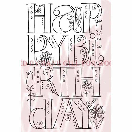 Woodware Clear Magic Singles Stamps - Happy Birthday by Hand