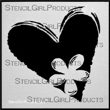 StencilGirl 6x6 Stencil - Heart Flower