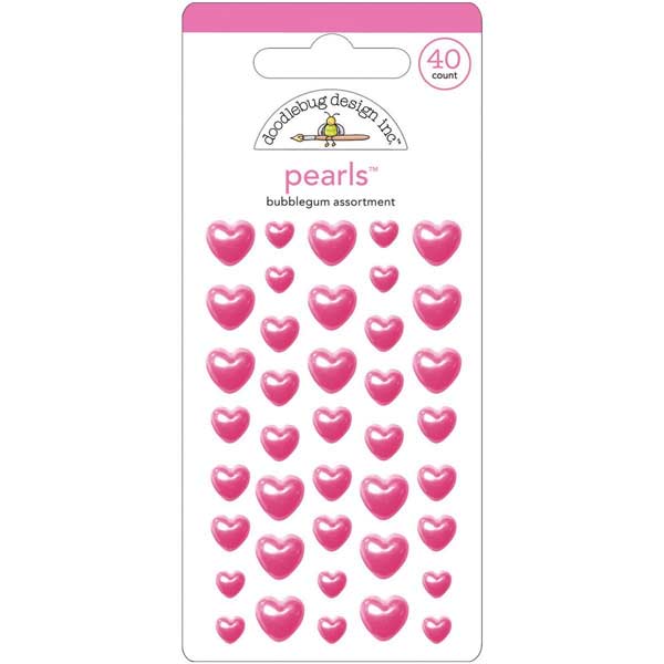 Doodlebug Design Heart Pearls - Bubblegum