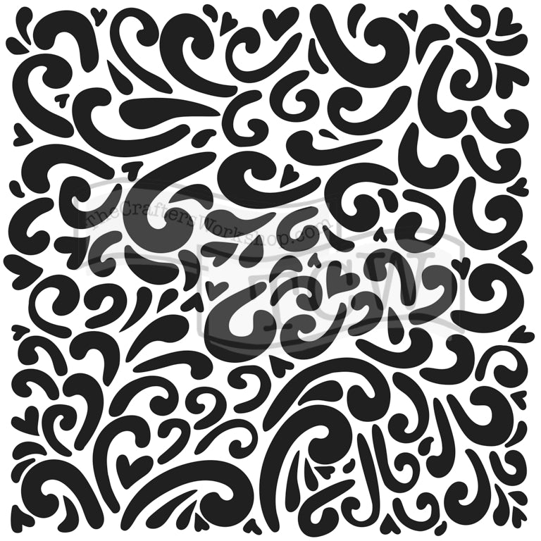 Crafter's Workshop 6x6 Template - Heart Swirls