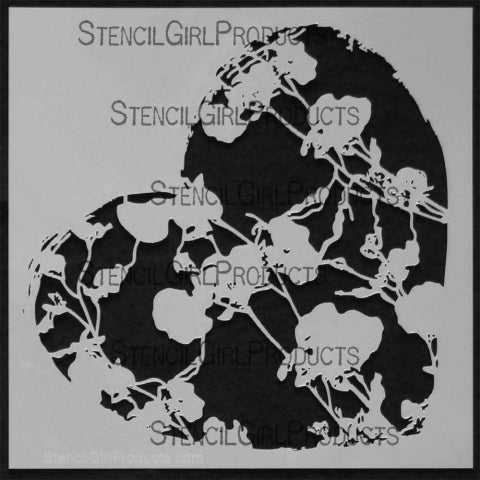 StencilGirl 6x6 Stencil - Heart and Vines