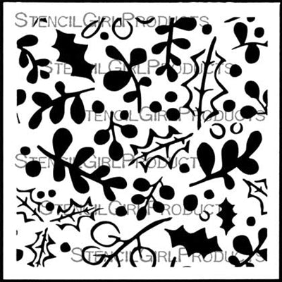 StencilGirl 6x6 Stencil - Holly Mistletoe Repeating
