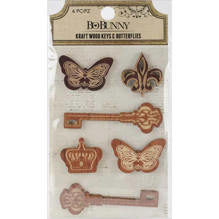 Bo Bunny Kraft Wood - Keys & Butterflies