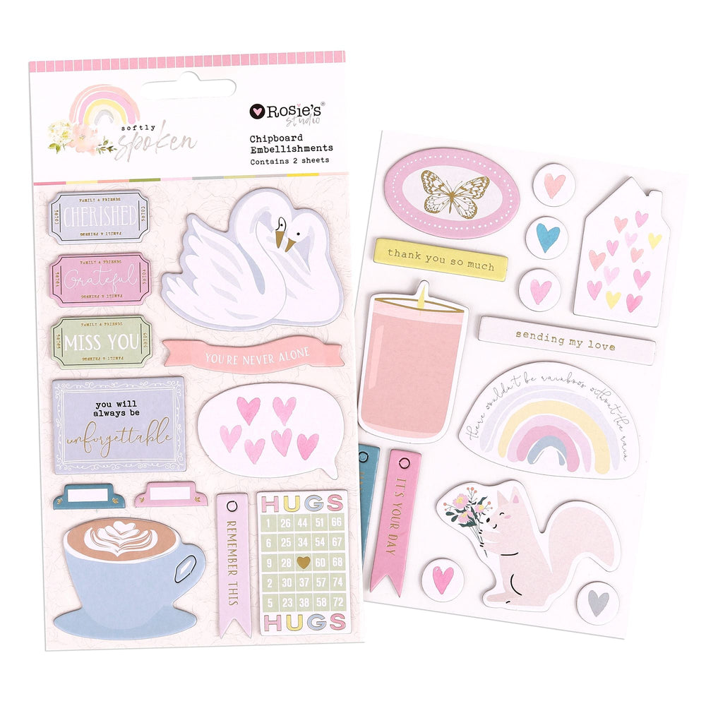 Rosie's Studio Softly Spoken - Chipboard Embellishments