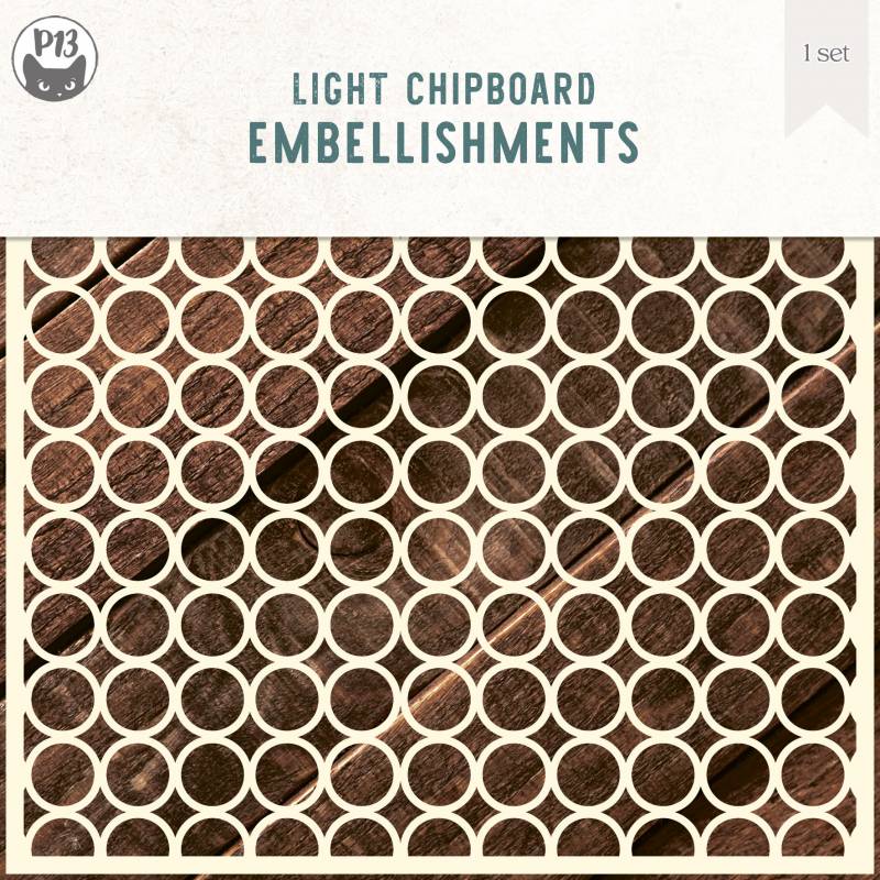 P13 Light Chipboard Embellishments - Large Circles