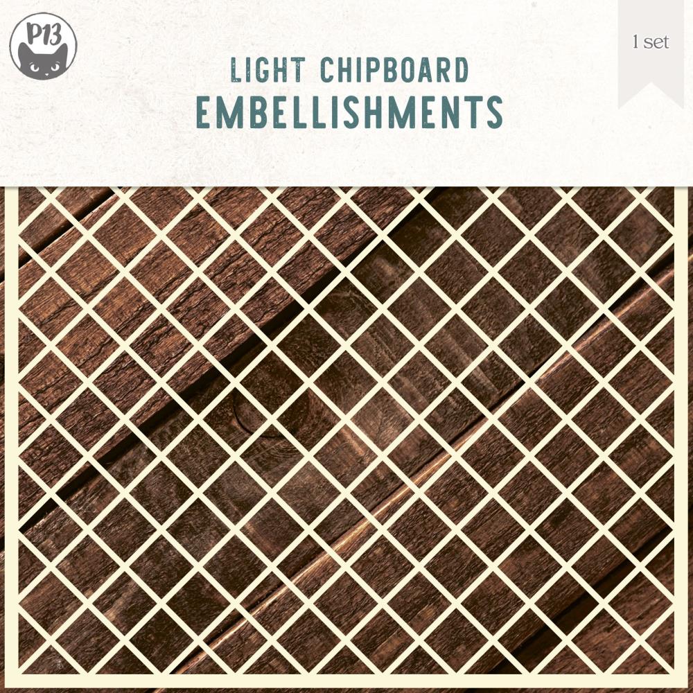 P13 Light Chipboard Embellishments - Large Lattice