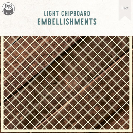 P13 Light Chipboard Embellishments - Medium Lattice