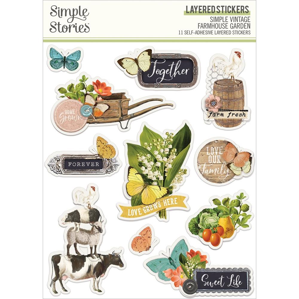 Simple Stories Simple Vintage Farmhouse Garden - Layered Stickers