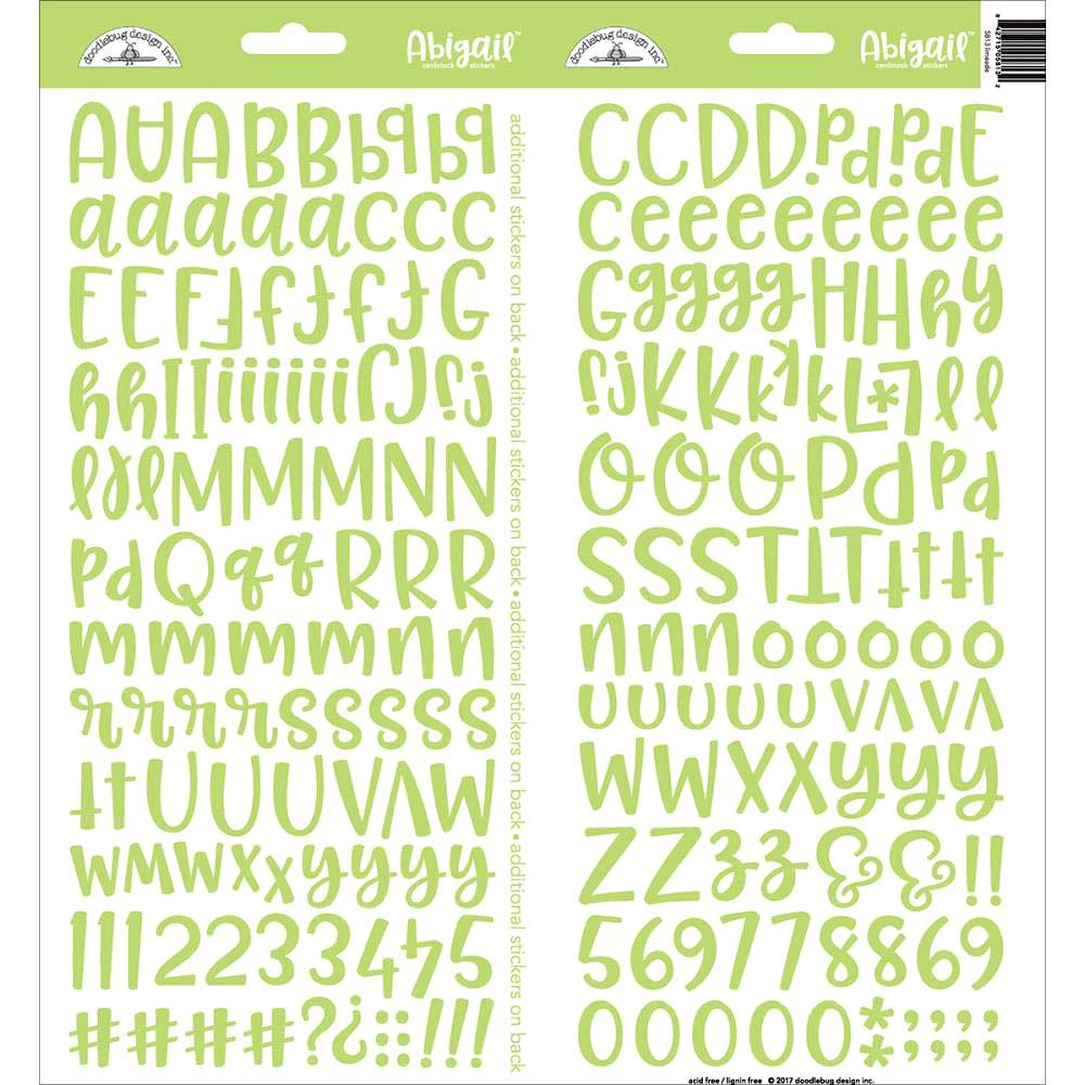 Doodlebug Abigail Alphabet Stickers - Limeade