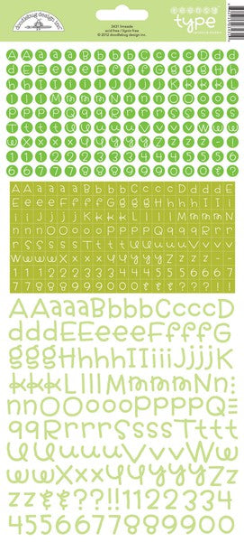 Doodlebug Teensy Type Alphabet Stickers - Limeade