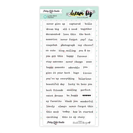 Pretty Little Studio Dream Big - Lovely Word Stickers White