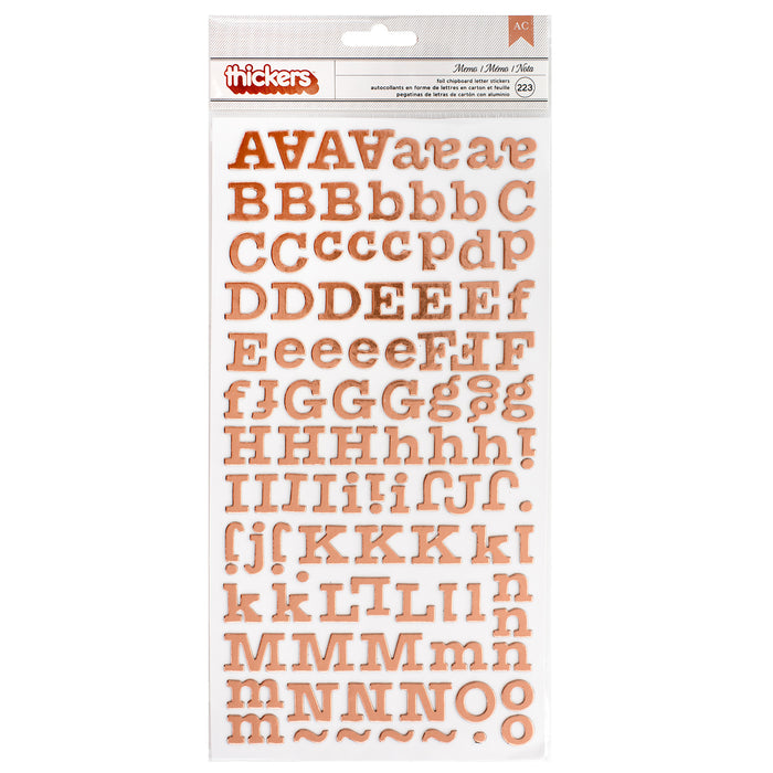 American Crafts Rose Foil Chipboard Thickers - Memo