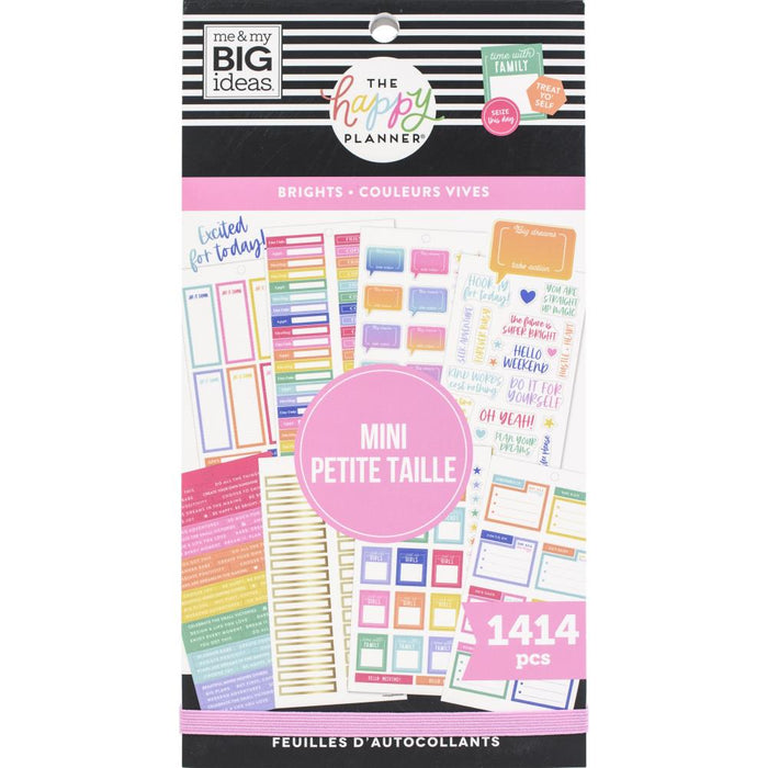 Me & My Big Ideas Happy Planner Sticker Value Pack - Brights Skinny Mini
